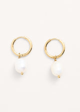 Gold hoop pearl earrings