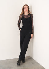 Black long sleeve lace layering top