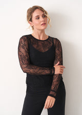 Black long sleeve lace layering top