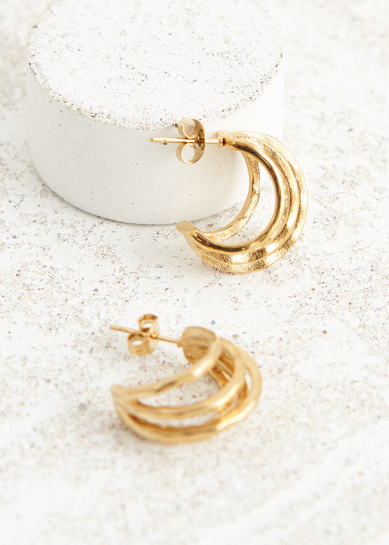 Gold multi hoop small earrings