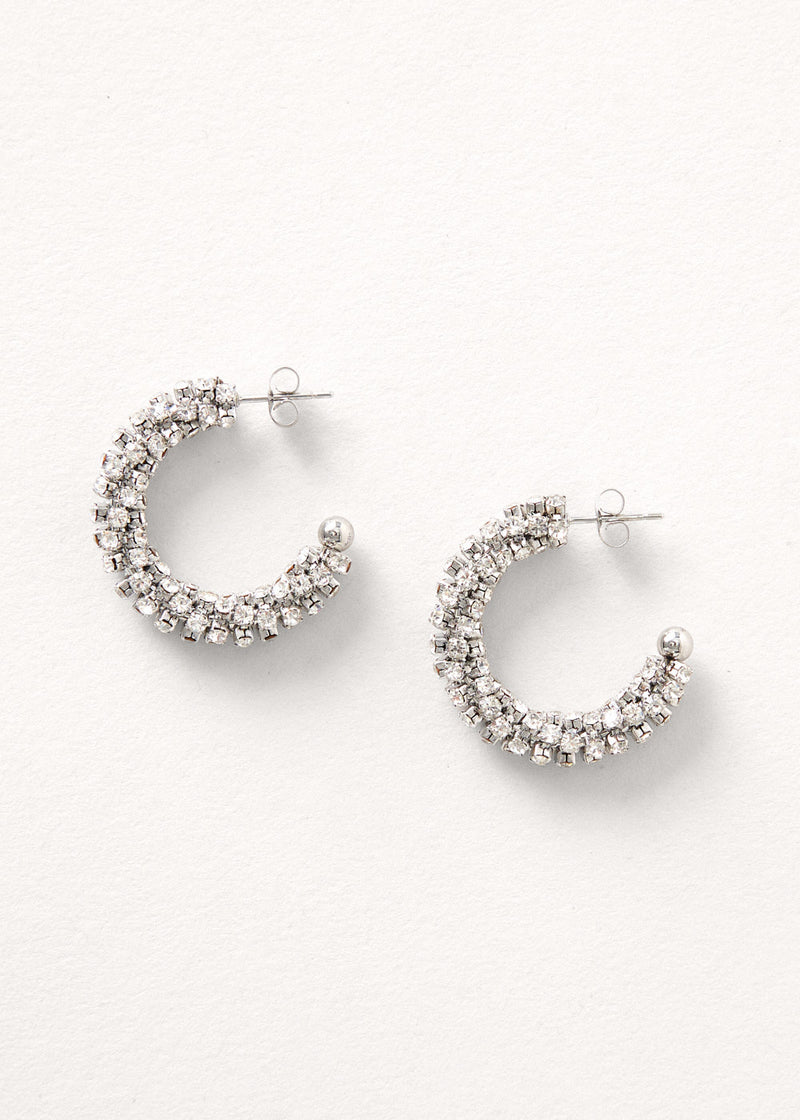 Silver crystal hoop earrings