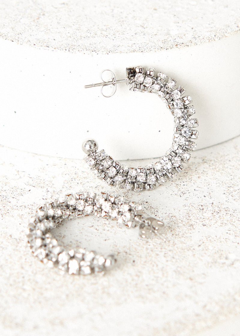 Silver crystal hoop earrings