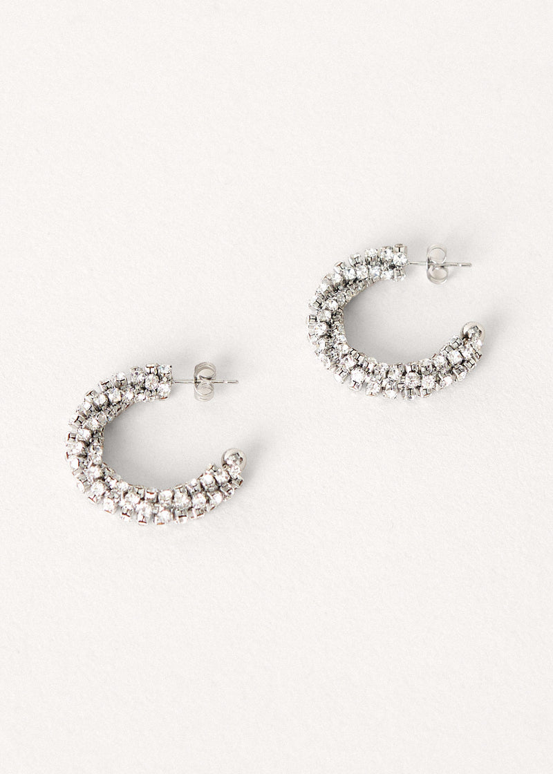 Silver crystal hoop earrings