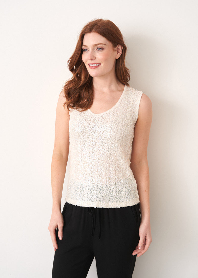 Cream sequin vest top