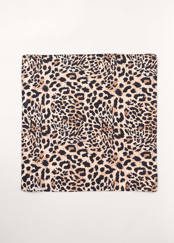 Leopard print silk neckerchief