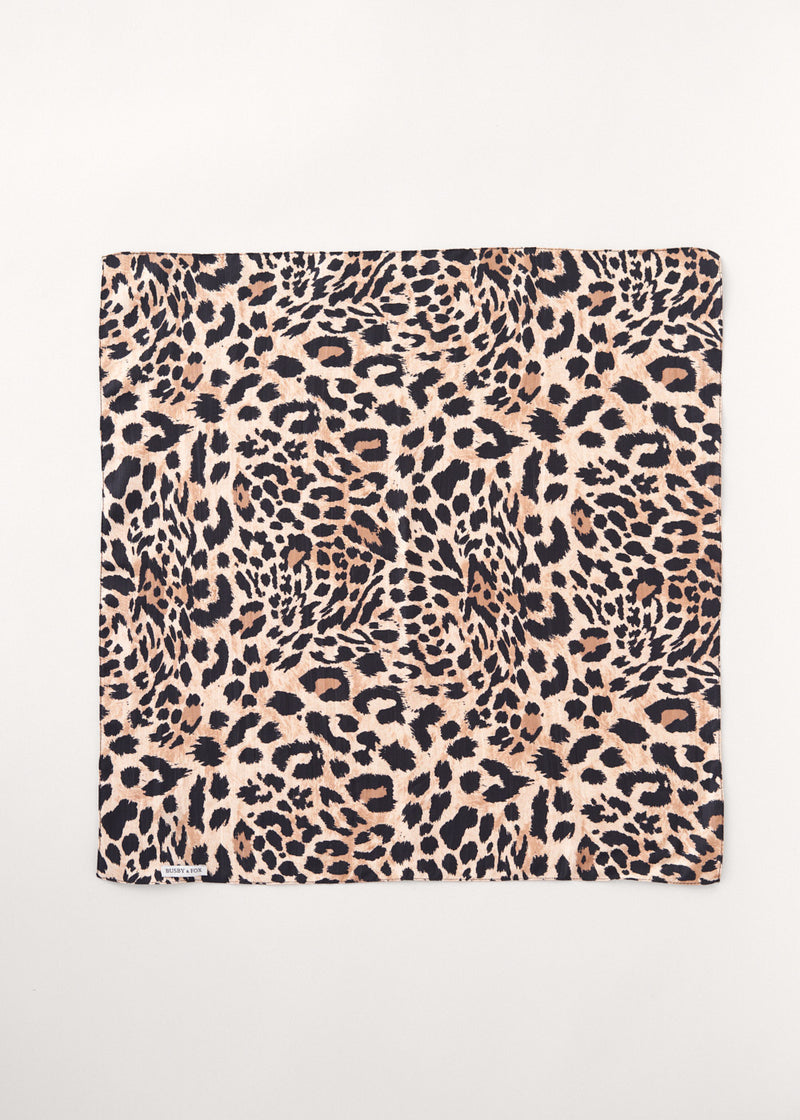 Leopard print silk neckerchief