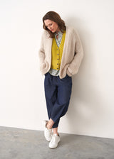 Acid yellow button up knit waistcoat