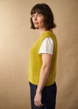 Acid yellow button up knit waistcoat