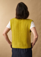 Acid yellow button up knit waistcoat