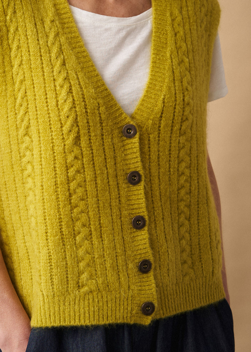 LEWIS KNITTED WAISTCOAT - ACID YELLOW