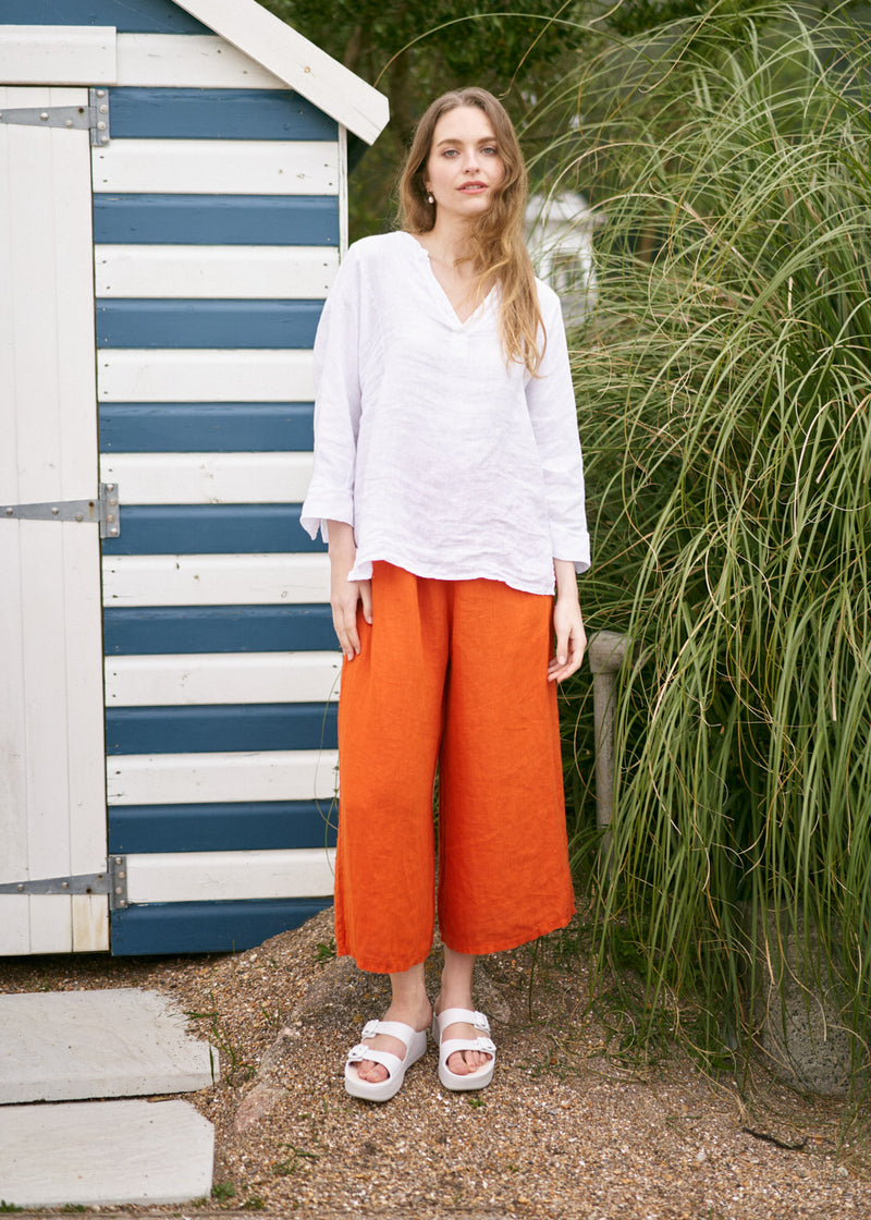 White oversized linen top