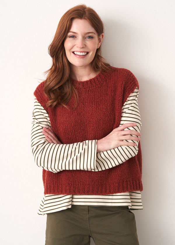 Dark red sleeveless sweater