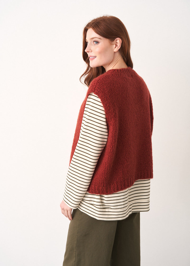 Dark red sleeveless sweater