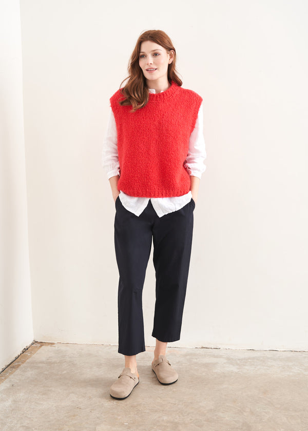 Bright coral red sleeveless sweater
