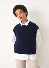 Dark blue boxy sleeveless sweater