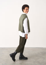 Khaki green boxy sleeveless sweater