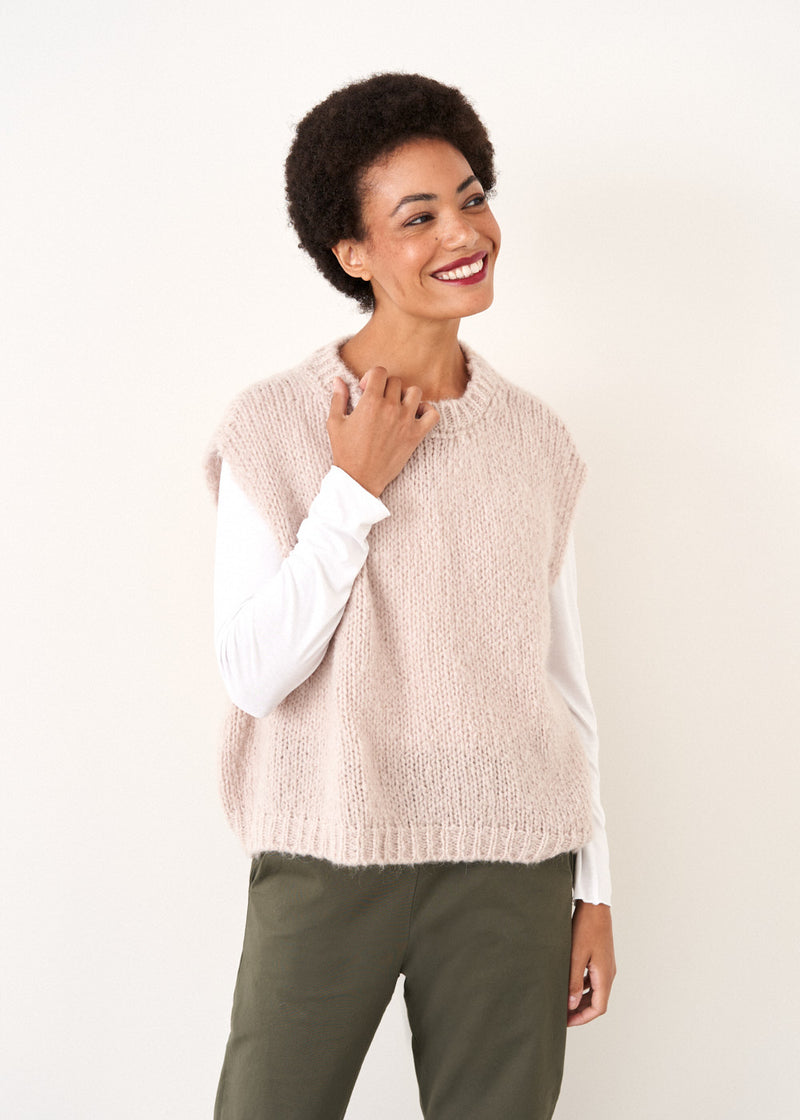 Oatmeal boxy sleeveless sweater