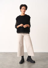 Black knitted sleeveless sweater