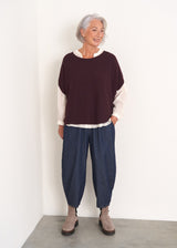 Relaxed chambray denim barrel leg trouser jeans