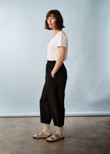 Black cropped jersey trousers