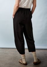 Black cropped jersey trousers