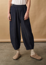 Relaxed chambray denim barrel leg trouser jeans