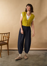 Relaxed chambray denim barrel leg trouser jeans