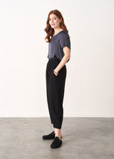 Black cropped jersey trousers