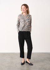 Soft brushed leopard fine knit sweater