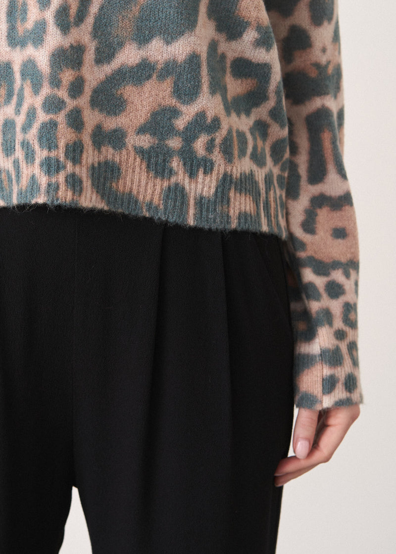 Soft brushed leopard fine knit sweater