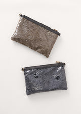 Dark blue sequin clutch bag