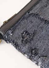 Dark blue sequin clutch bag