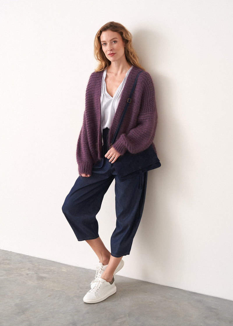 Mauve knitted cardigan