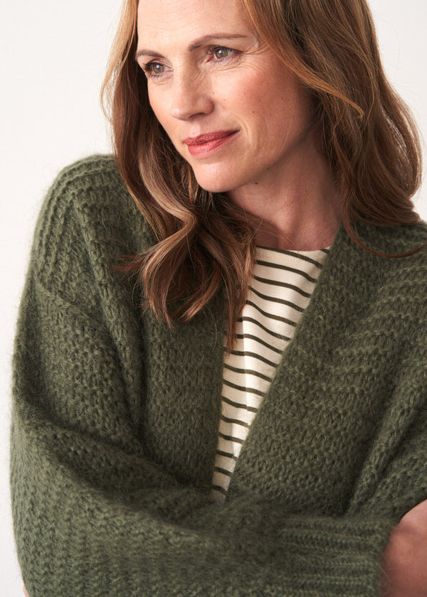 Khaki green boxy cardigan