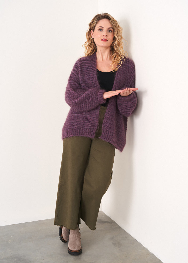 Mauve knitted cardigan