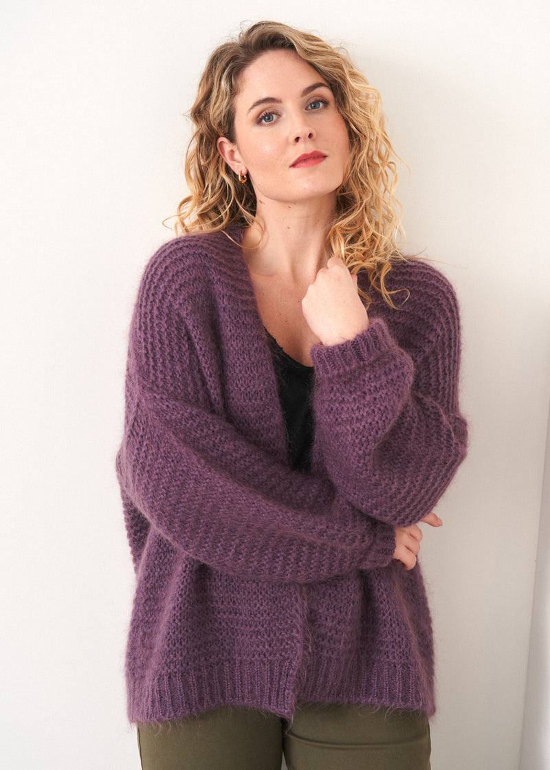 Mauve knitted cardigan