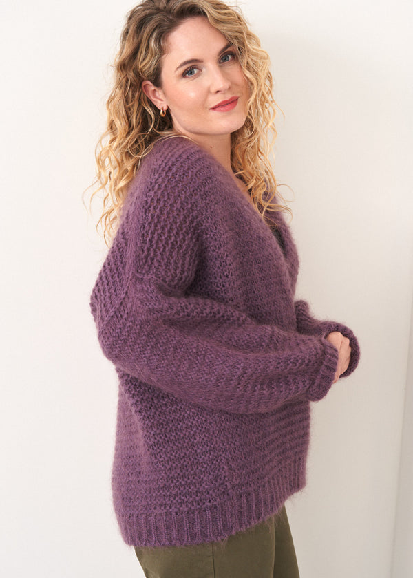 Mauve knitted cardigan