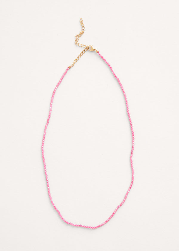 Bright pink beaded necklace