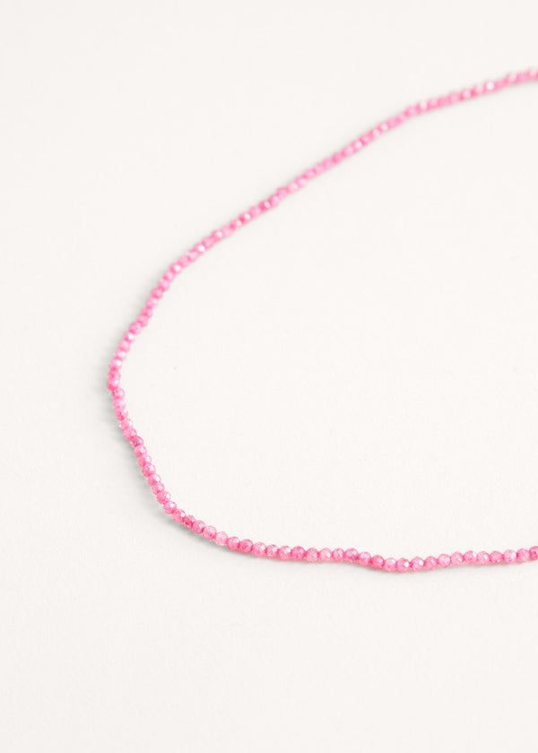 Bright pink beaded necklace