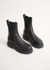 Black leather chelsea boots