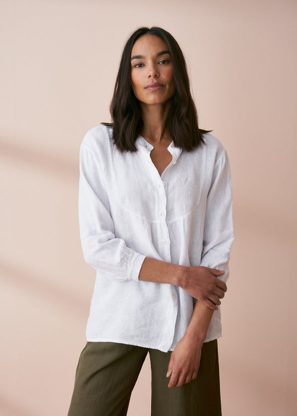 White line shirt with bib detail