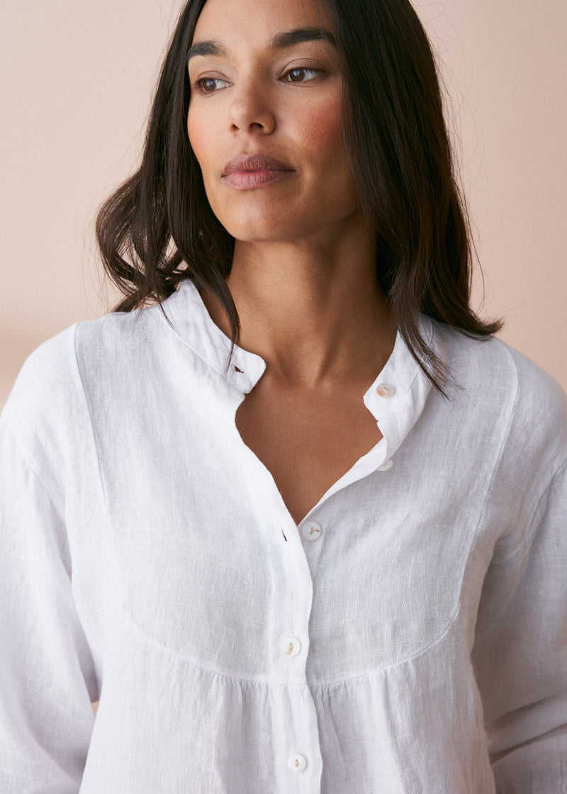 White line shirt with bib detail