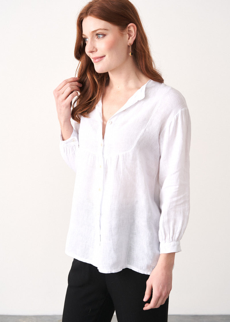 White line shirt with bib detail