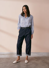 Dark blue denim trousers