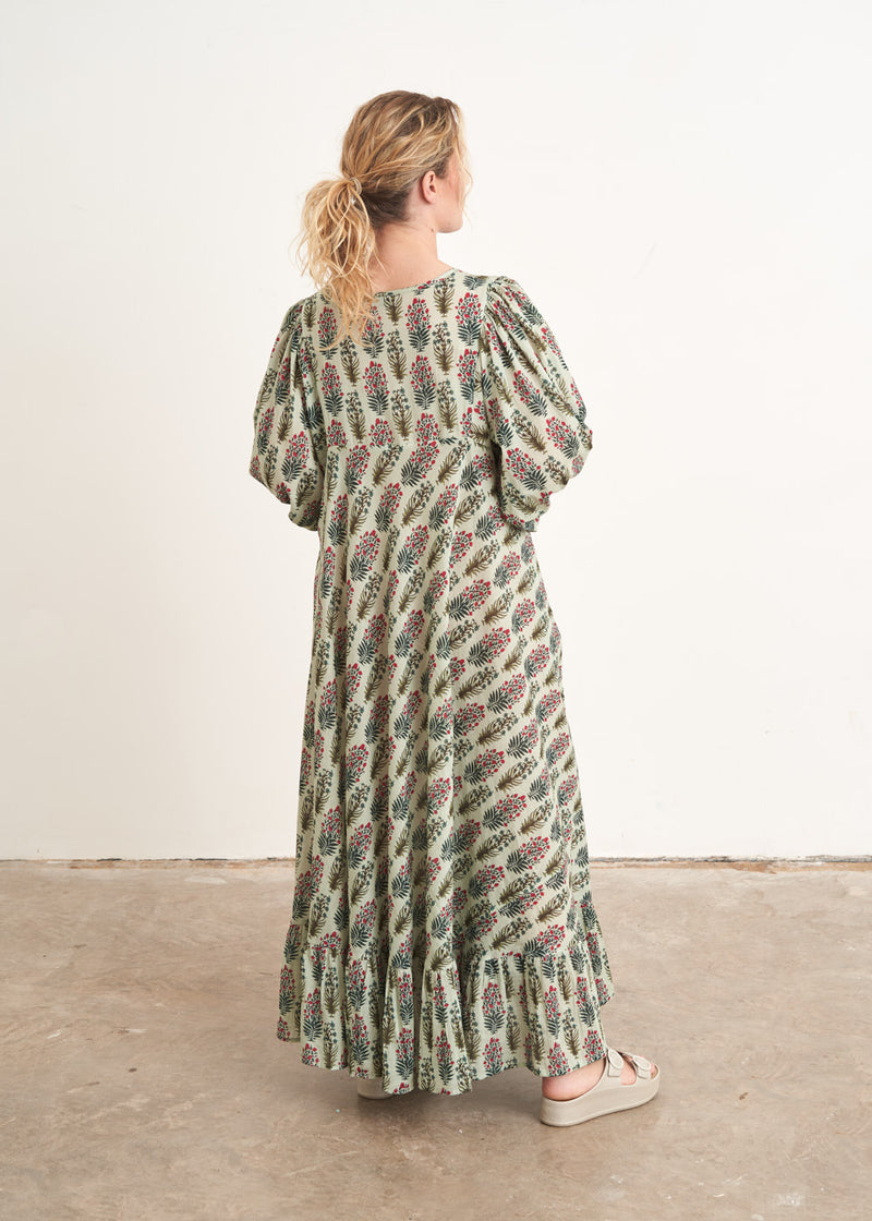 Floral green floaty maxi dress