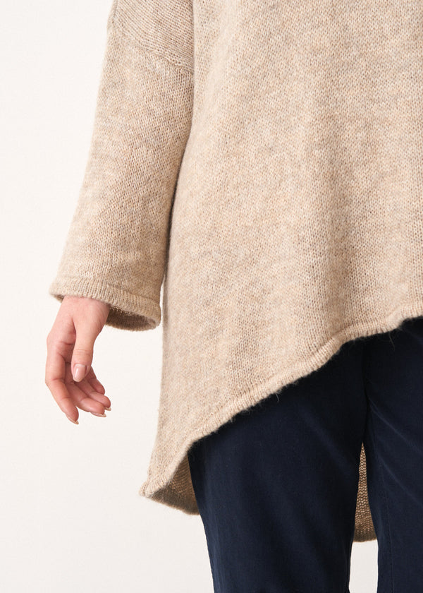 Oatmeal beige oversized knitted sweater