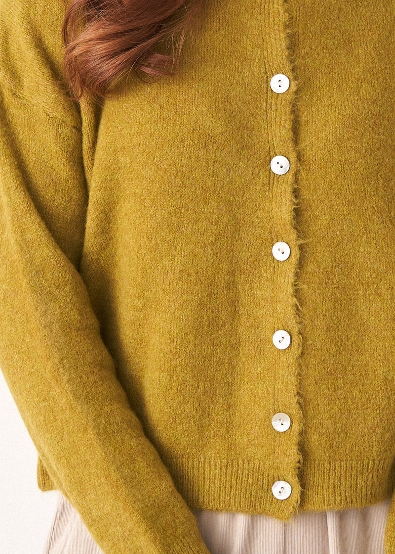 Olive green mohair cardigan