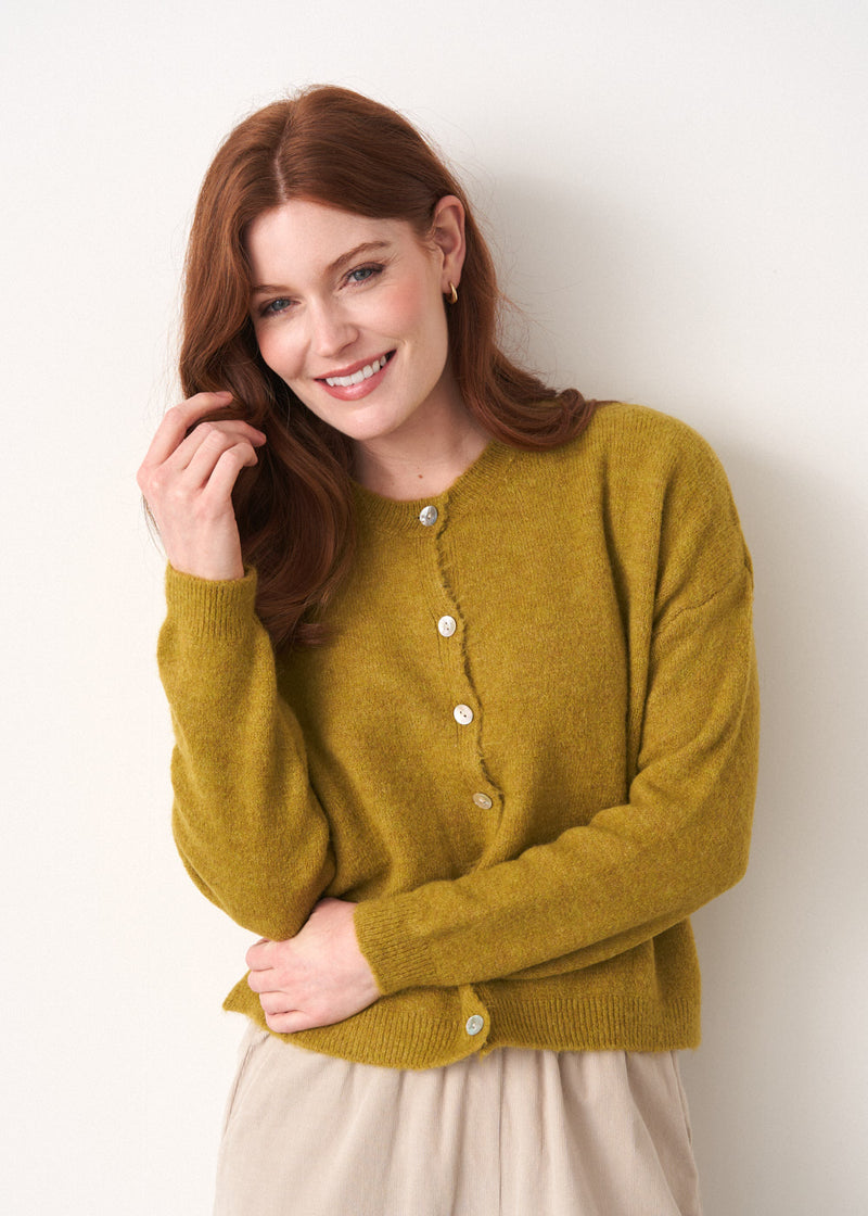 Olive green mohair cardigan