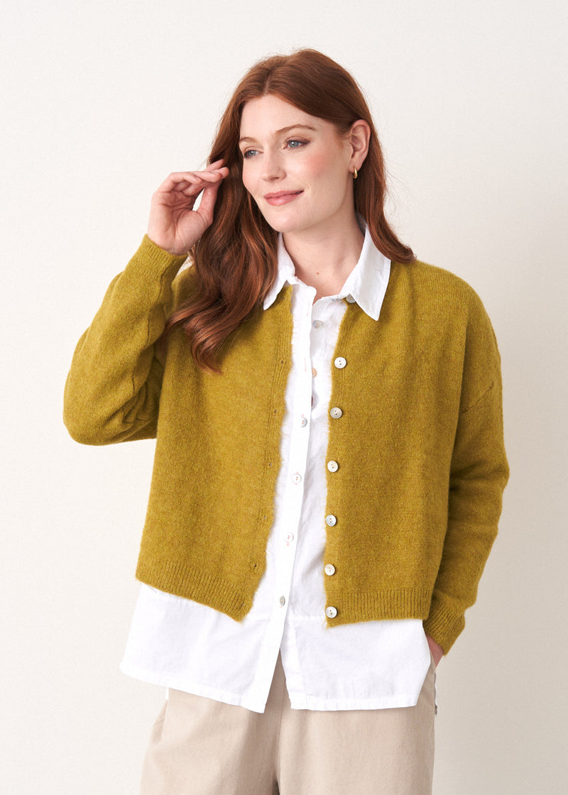 Olive green mohair cardigan