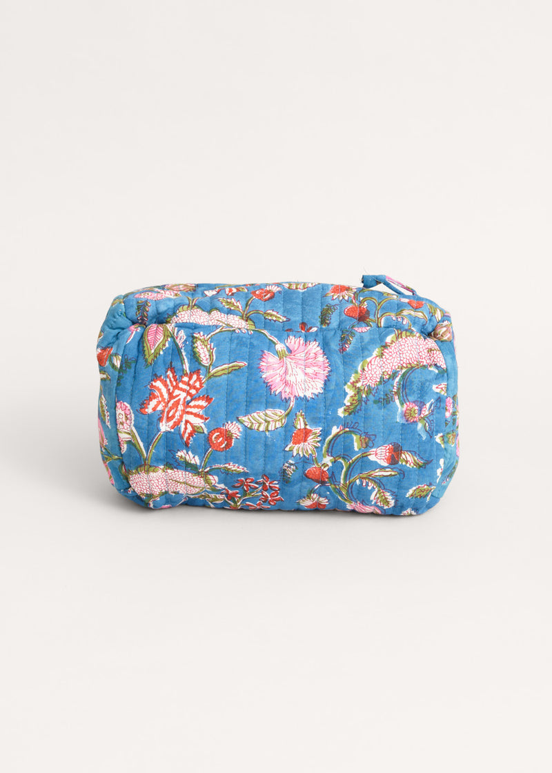 Bright blue floral wash bag